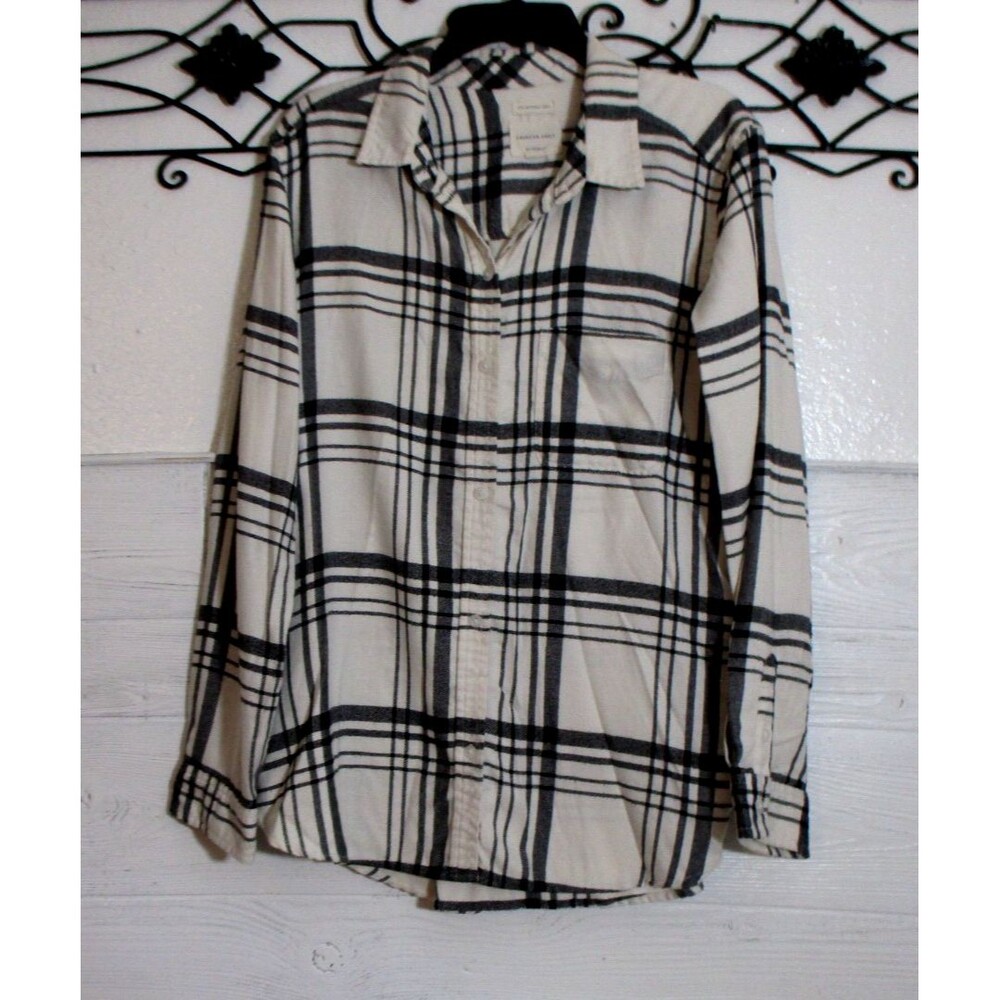 American Eagle Women's Button Up Flannel Top Size L Long Sleeve Multicolor Plaid